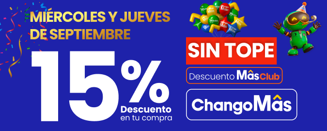 Todos los Miercoles y Jueves de septiembre 🛒15% de descuento en toda tu compra SIN TOPE 🤑