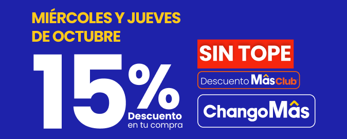 Todos los Miercoles y Jueves de octubre 🛒15% de descuento en toda tu compra SIN TOPE 🤑